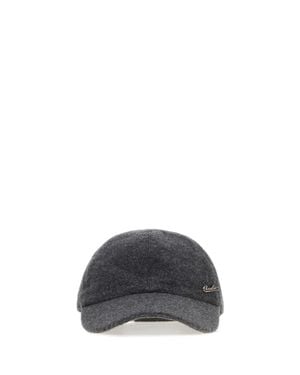 Borsalino Roger Baseball Cashmere Cap - Gray
