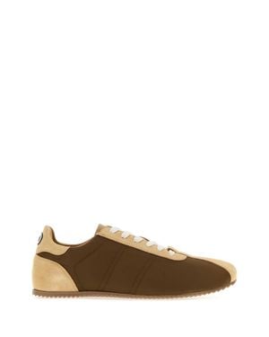 Ami Paris Two-Tone Suede And Fabric Sneaker - Brown