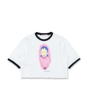 Marni Artistic Printed T-Shirt For Girls - White
