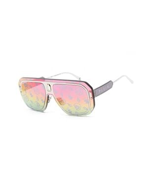 Philipp Plein Stylish Rectangular Sunglasses With Smoke Mirror Lenses - Pink
