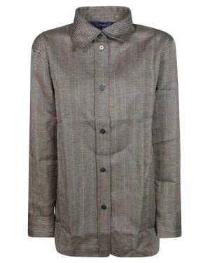 Soeur Striped Button-Up Shirt - Gray
