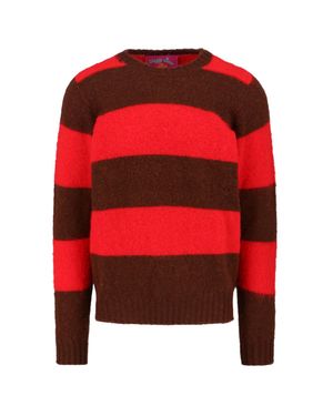 Howlin' Chunky Striped Shaggy Wool Sweater For - Red