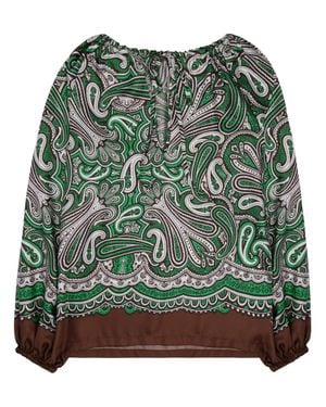 P.A.R.O.S.H. P. A.R. O.S. H. Paisley Print Silk Blouse - Green