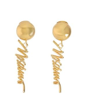 Moschino Logo Earrings Brass - Metallic