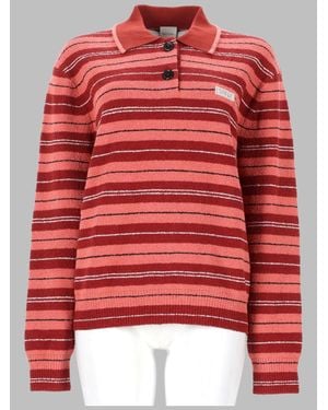 Paul Smith Textured Stripe Knit Top With Classic Polo Collar