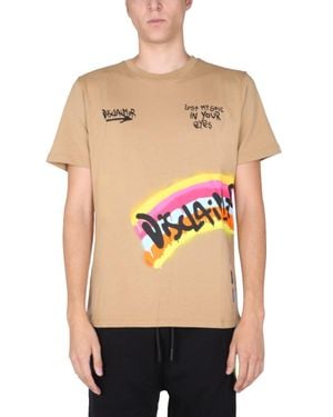 DISCLAIMER T-Shirt With Screen Print Cotton T-Shirts - Black