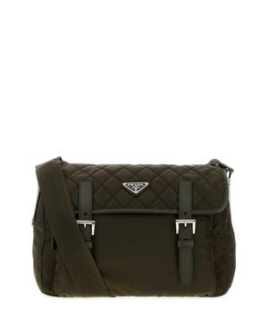 Prada 30 X 25 X 13 Cm Fabric Crossbody Handbag With Adjustable Shoulder Strap - Black