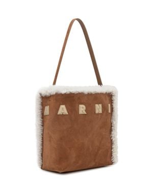 Marni Mini Suede Shoulder Bag - Brown