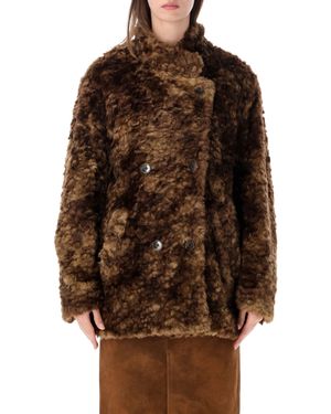 Isabel Marant Faux Fur Double-Breasted Coat - Brown