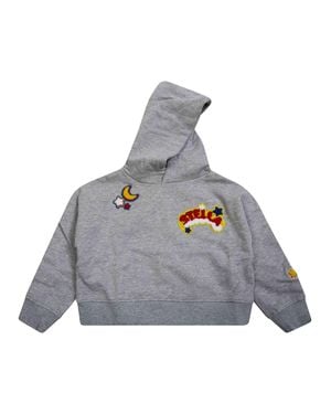 Stella McCartney Mini Hoodie With Embroidered Floral Details - Gray
