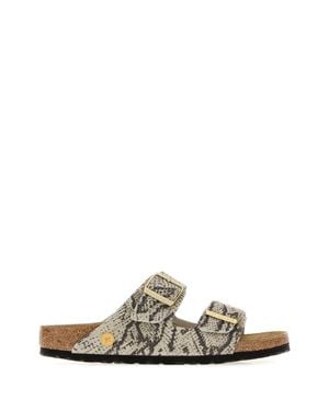 Birkenstock Printed Suede Arizona Slippers - White