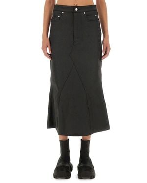 Rick Owens Coated Midi Skirt - Black