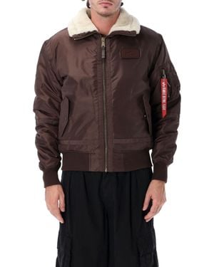 Alpha Industries B-15 Iii Teddy-Lined Bomber Jacket With Fold-Down Collar - Brown