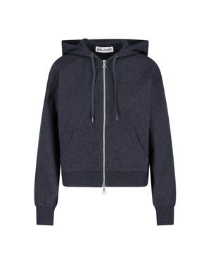 Our Legacy Dark Heathered Zip-Up Cropped Hoodie - Blue
