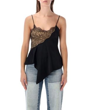 Stella McCartney Lace Asymmetrical Hem Camisole Top - Black