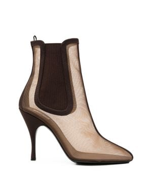 Alaïa Mesh-Panelled Ankle Boots - Brown