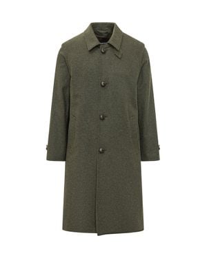 Schneiders Longline Button-Front Loden Overcoat - Green