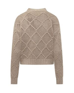 Max Mara Diamond Knit Pullover - Natural