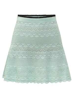 Self-Portrait Pointelle Mini Skirt - Green
