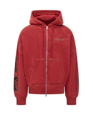 Amiri Mini Bones Graphic Hoodie With Kangaroo Pockets - Red