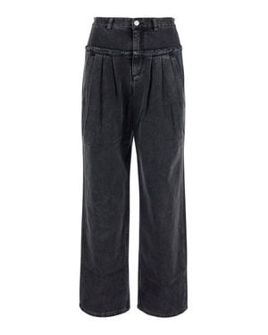 Isabel Marant High-Waist Wide-Leg Denim Jeans With Logo Patch - Blue