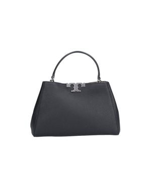 Tory Burch Italian-Inspired Cow Leather Shoulder Bag With Suede Lining - Black