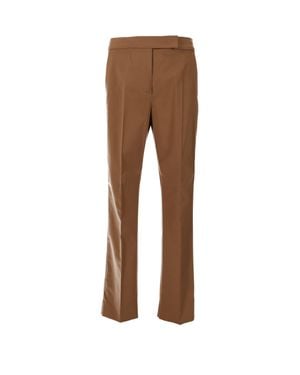 Max Mara Straight Silhouette Cotton Satin Pants - Brown