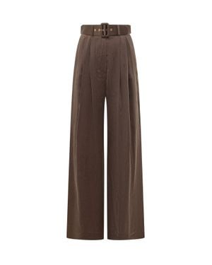 Zimmermann Silk Tuck Pant - Brown