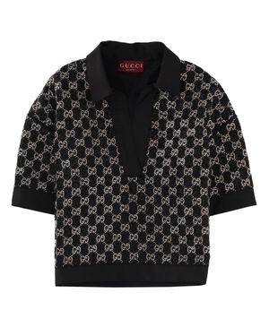 Gucci Tweed Lamé Top Viscose Blouses - Black