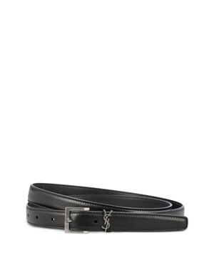 Saint Laurent Ysl Leather Belt - White