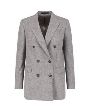 Tagliatore Double-Breasted Herringbone Wool-Blend Blazer - Gray