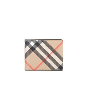 Burberry Archive Check Print Bi-Fold Wallet With Internal Card Slots - White