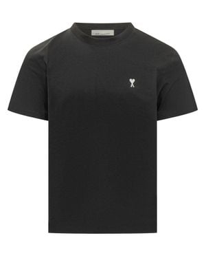 Ami Paris Contrast Heart Graphic T-Shirt - Black