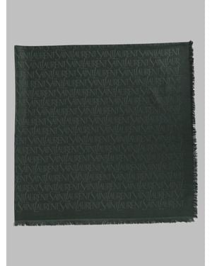 Saint Laurent Logo-Print Fringed Scarf - Green