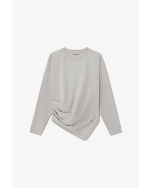 Ganni Heavy Stretch Cotton Draped Blouse - White