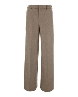 PT Torino Wool-Cashmere High-Waist Straight-Leg Pants With Belt Loops - Gray