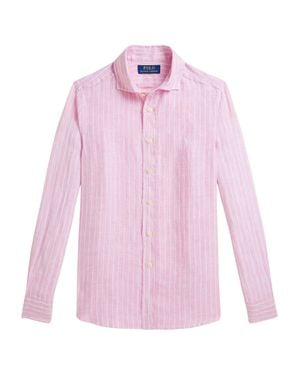 Ralph Lauren Boy's Striped Button-Front Long Sleeve Shirt - Pink
