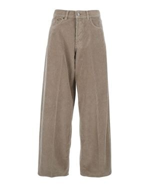Haikure Bethany Ribbed Knit Wide-Leg Pants With Belt Loops - Gray