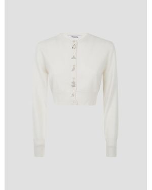 Vivetta Cropped Mini Cardigan With Playful Fish Embroidery - White