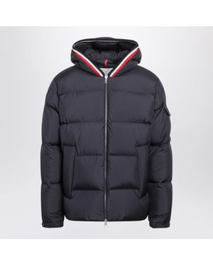 Moncler Lacfroid Hooded Short Down Jacket With Zip Pockets - Blue