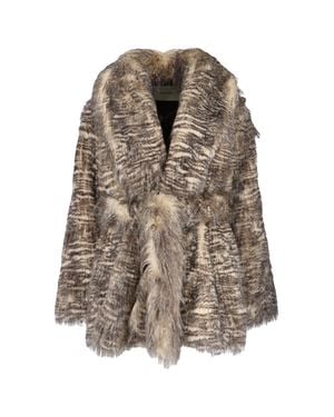 Entire studios Textured Faux Fur Jacket With Striped Pattern - Brown