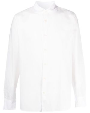 Deperlu Classic Collar Button-Up Shirt With Asymmetric Hem - White