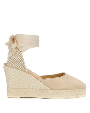 Manebí Goat Leather Ankle Tie Sandals - Natural