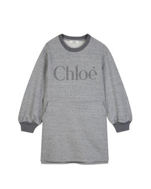 Chloé Girls 100% Cotton Dress - Gray