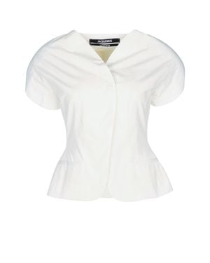 Jacquemus Ovalo Cropped Jacket - White