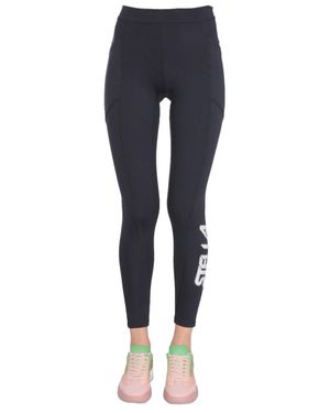 Stella McCartney Leggings With Scuba Logo - Blue