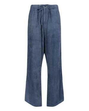 MYTHINKS Ribbed Fabric Pants With Adjustable Drawstring - Blue