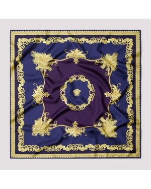Versace Aubergine Foulard 90X90 - Blue