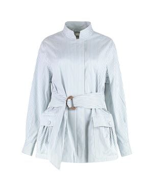Fendi Belted Cotton Jacket - Blue