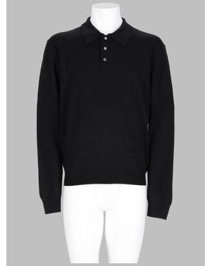 A.P.C. A. P.C. Virgin Wool Long Sleeve Polo Sweater - Black